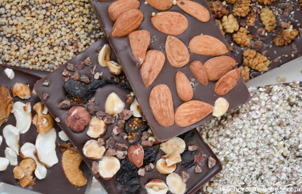 Rawmio Organic Vegan Chocolate Bars with Almonds, Puffed Cereal, Cashews, Hazelnuts, Figs, Hemp, Superfoods, Mushrooms